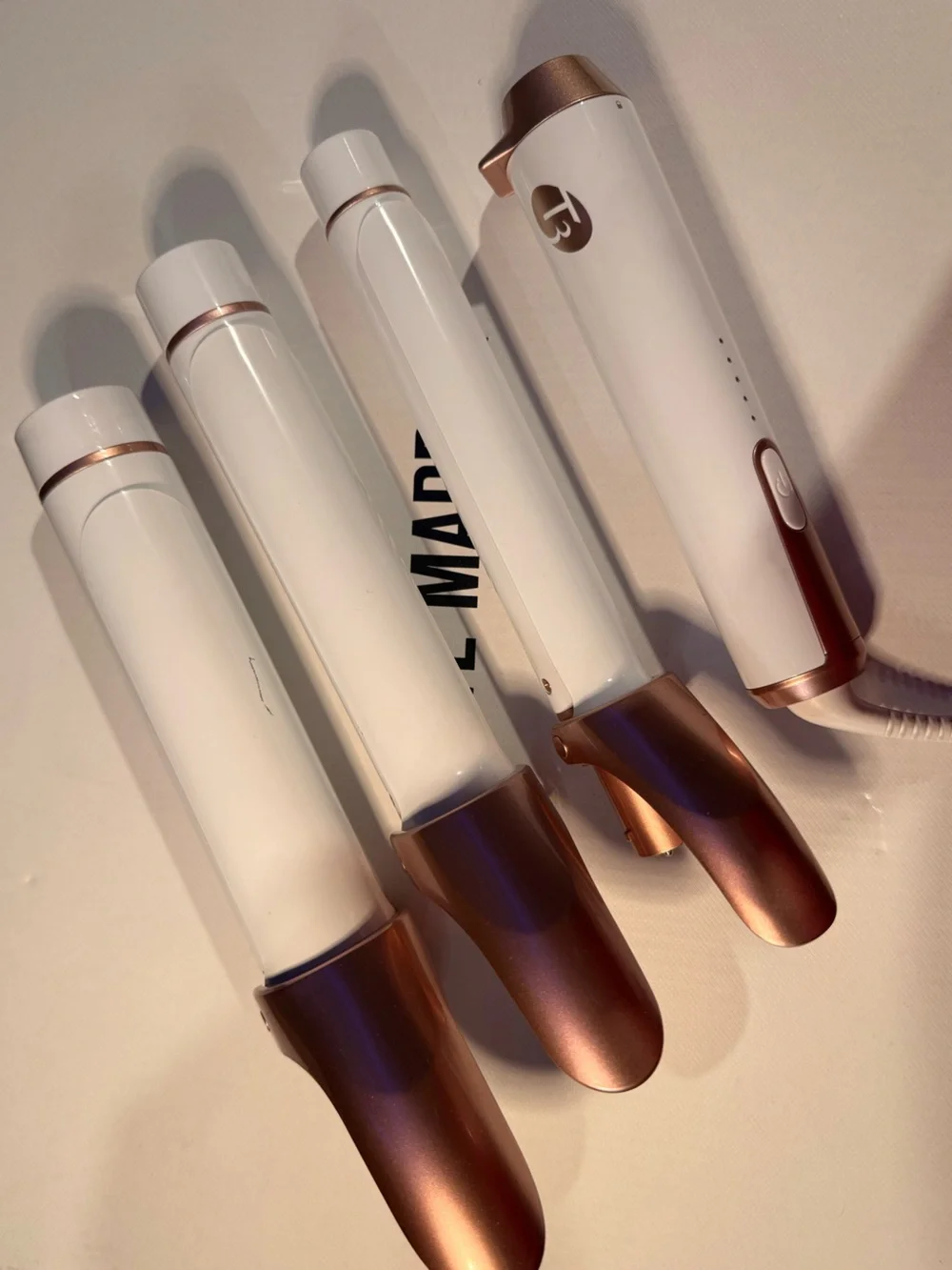 White & Rose Gold Curling Wand Set